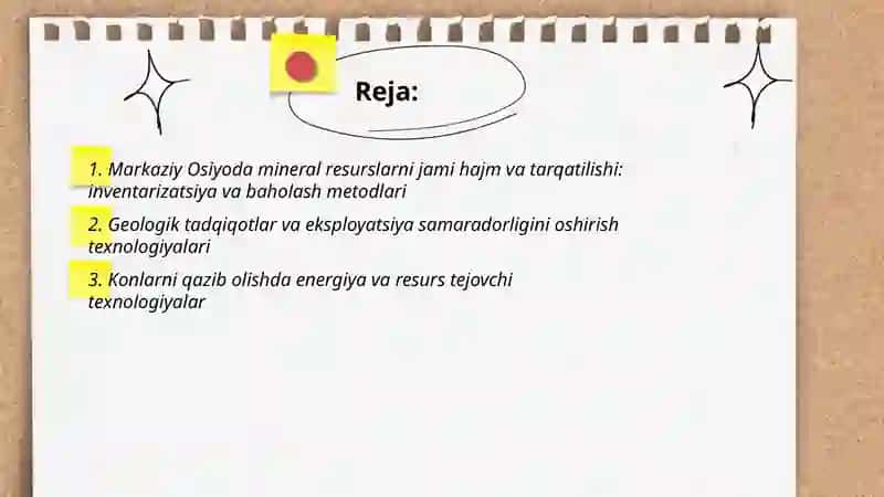 Markaziy Osiyo mineral resurslardan foydalanishni samaradorligi 2