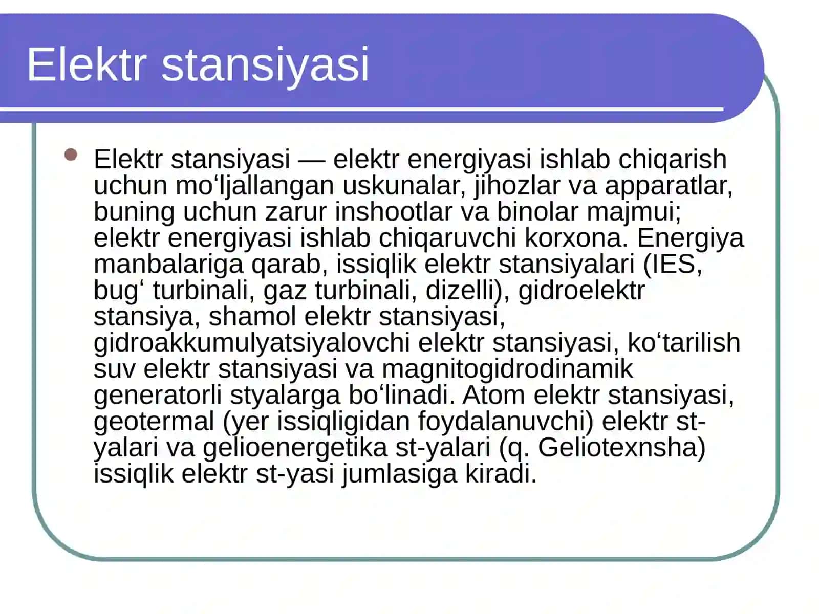 Elektr stansiyasi 2
