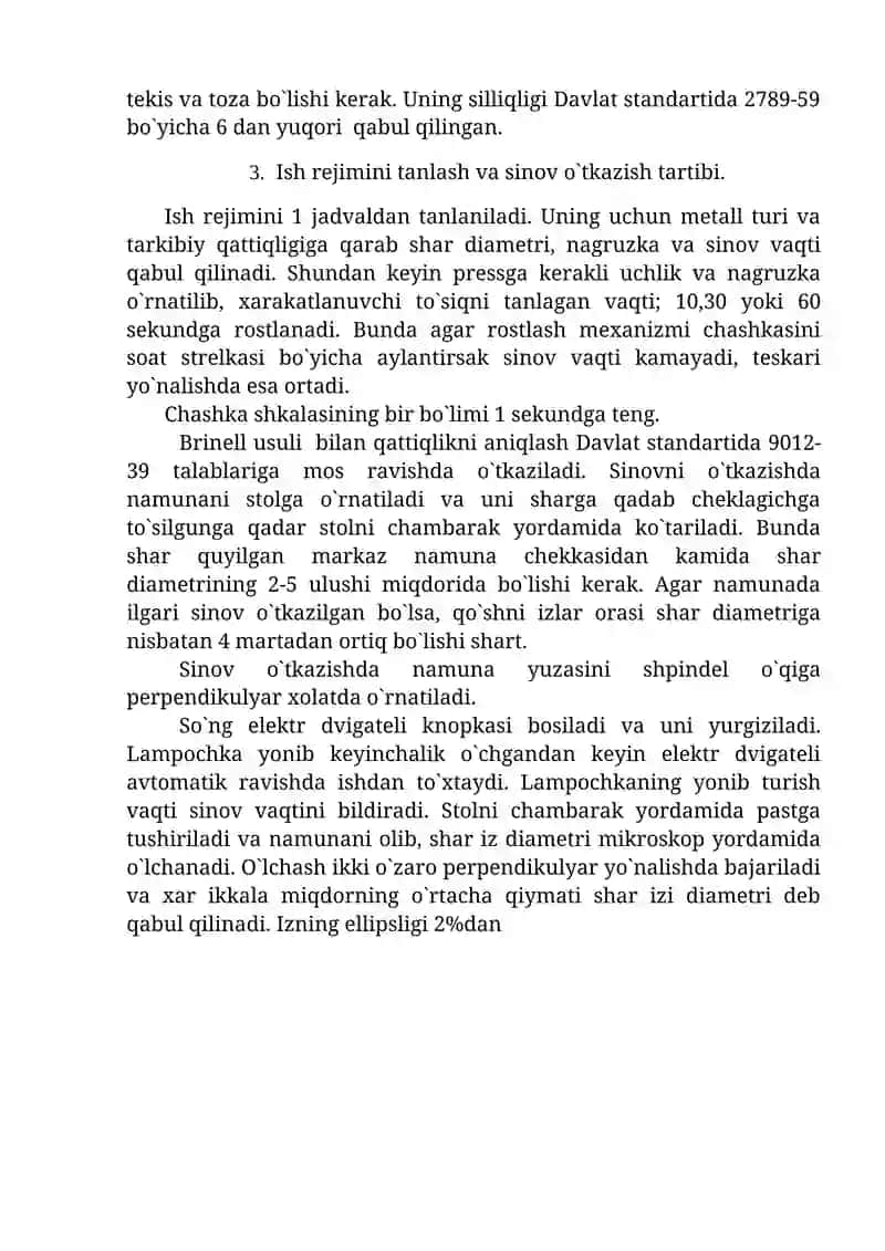 Metallarning qattiqligini Brinell usulida aniqlash 2