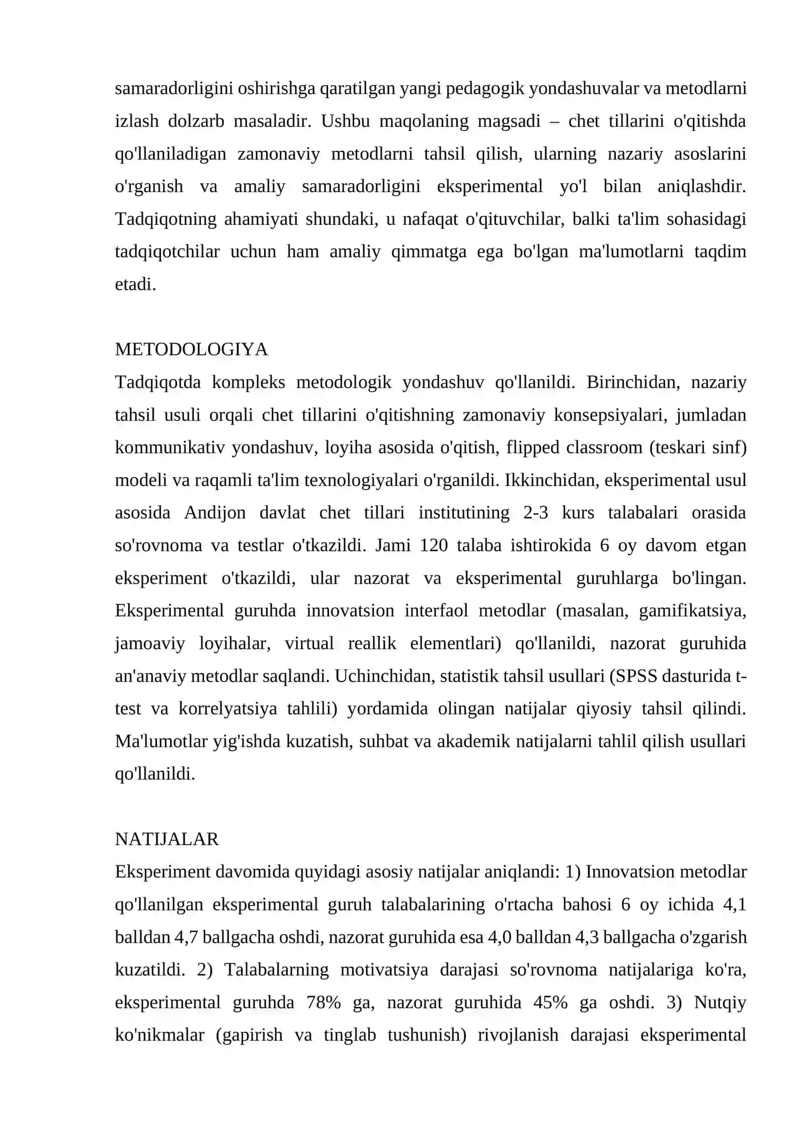 "Effektiv o'qitish usullari va innovatsion texnologiyalar" 2