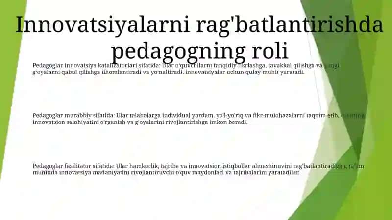 Inavatsion Jarayon:Pedagog Va Uning Faoliyat OʻRni 2