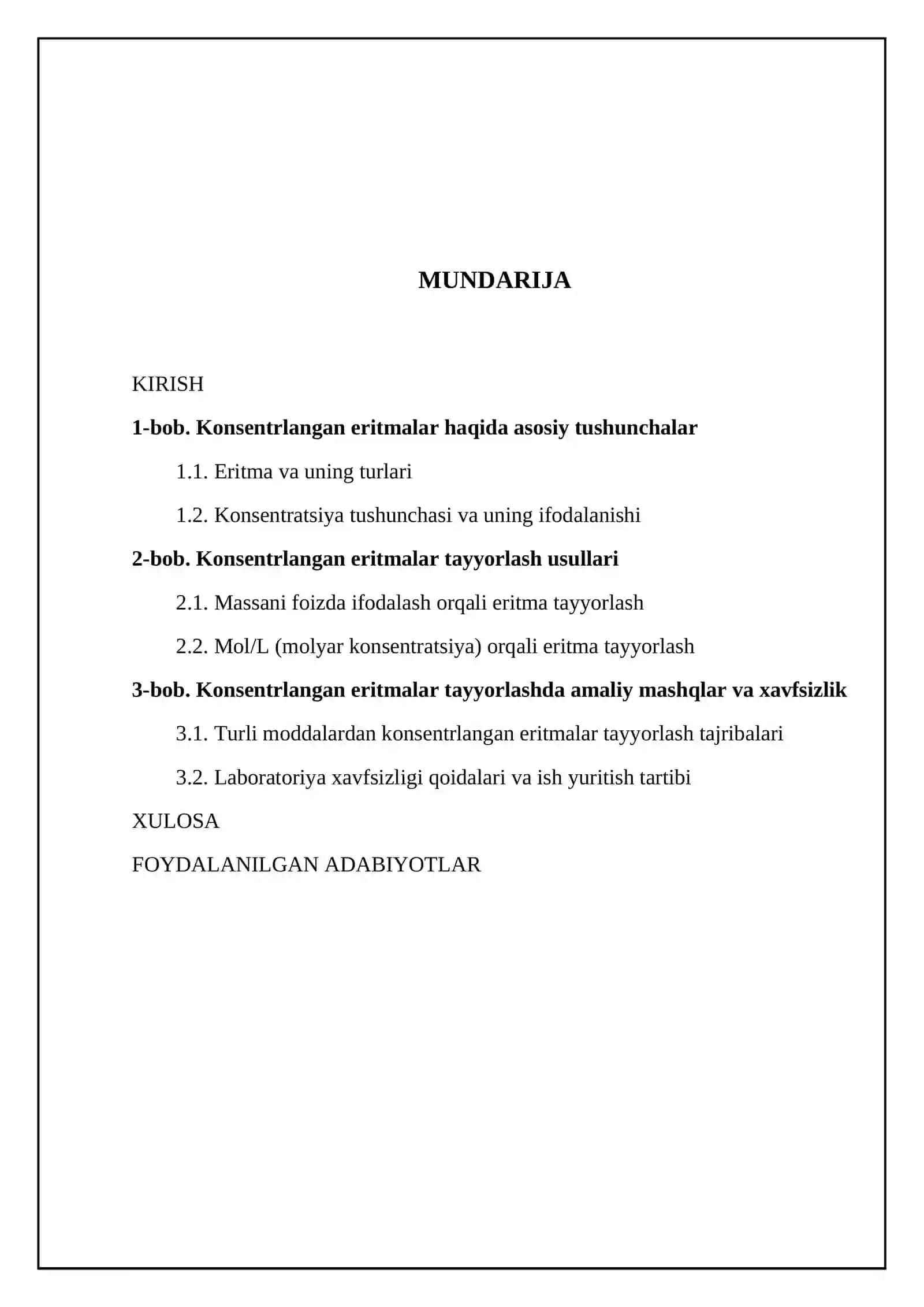 Konsentrlangan eritmalar tayyorlash 2
