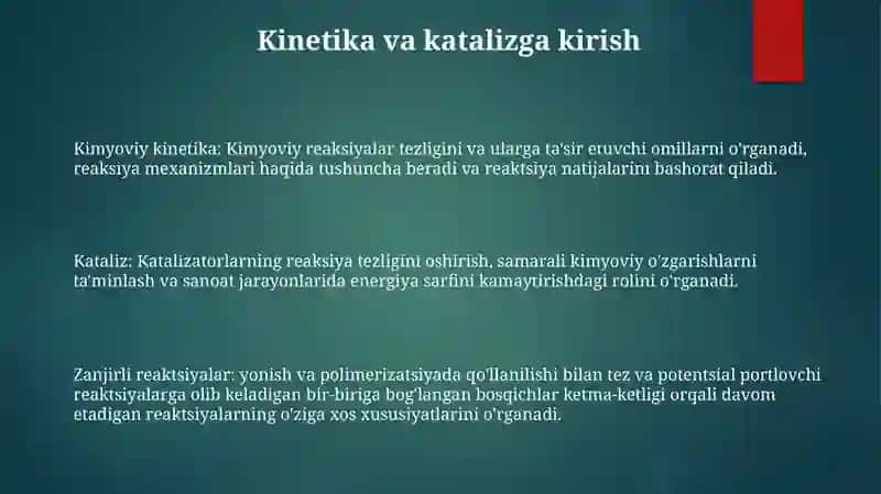 Kinetika Va Kataliz. Kimyoviy Reaksiya Tezligi Va Unga TaʼSir Etuvchi Omillar. Zanjirli Reaksiyalar 2