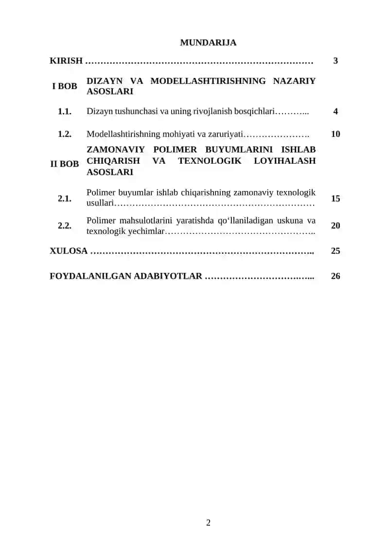 POLIMER MATERIALLARDAN BUYUM YASASH TEXNOLOGIYASI 2