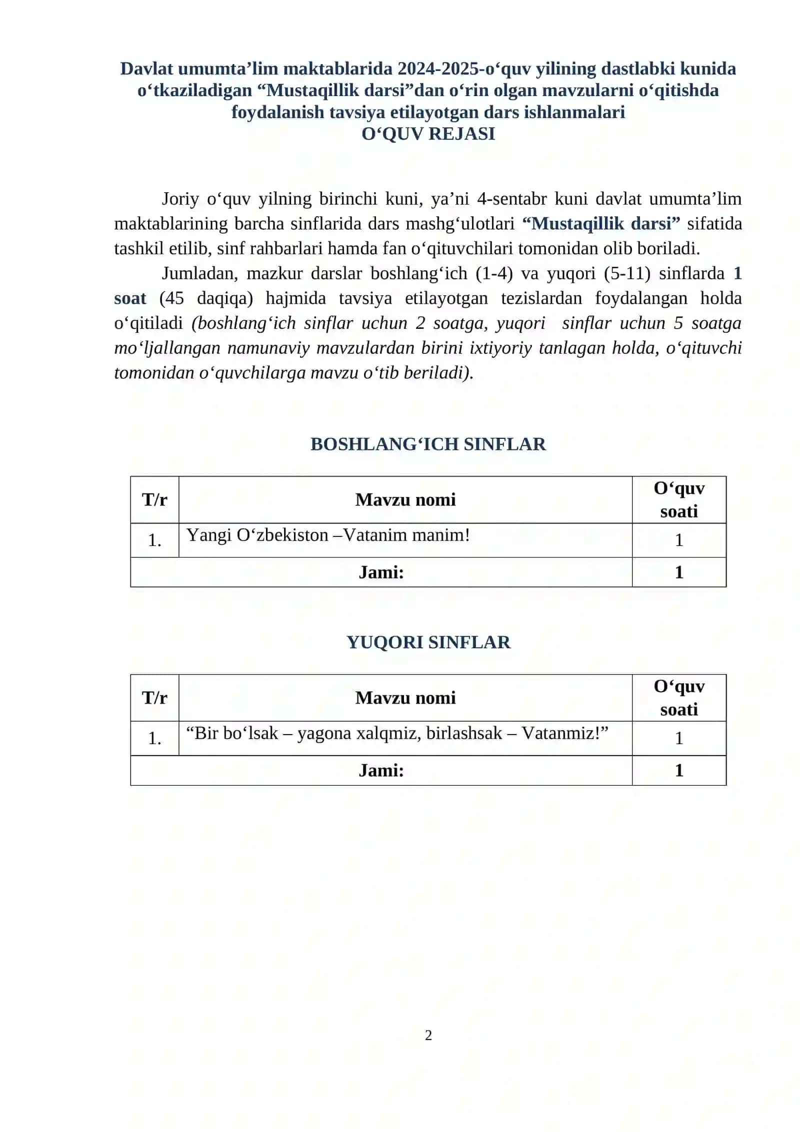 Mustaqillik darsi 2