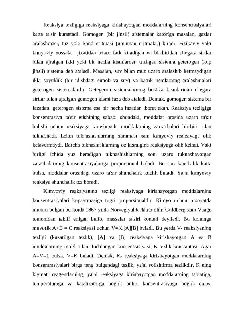 Kimyoviy reaksiya tezligi 2