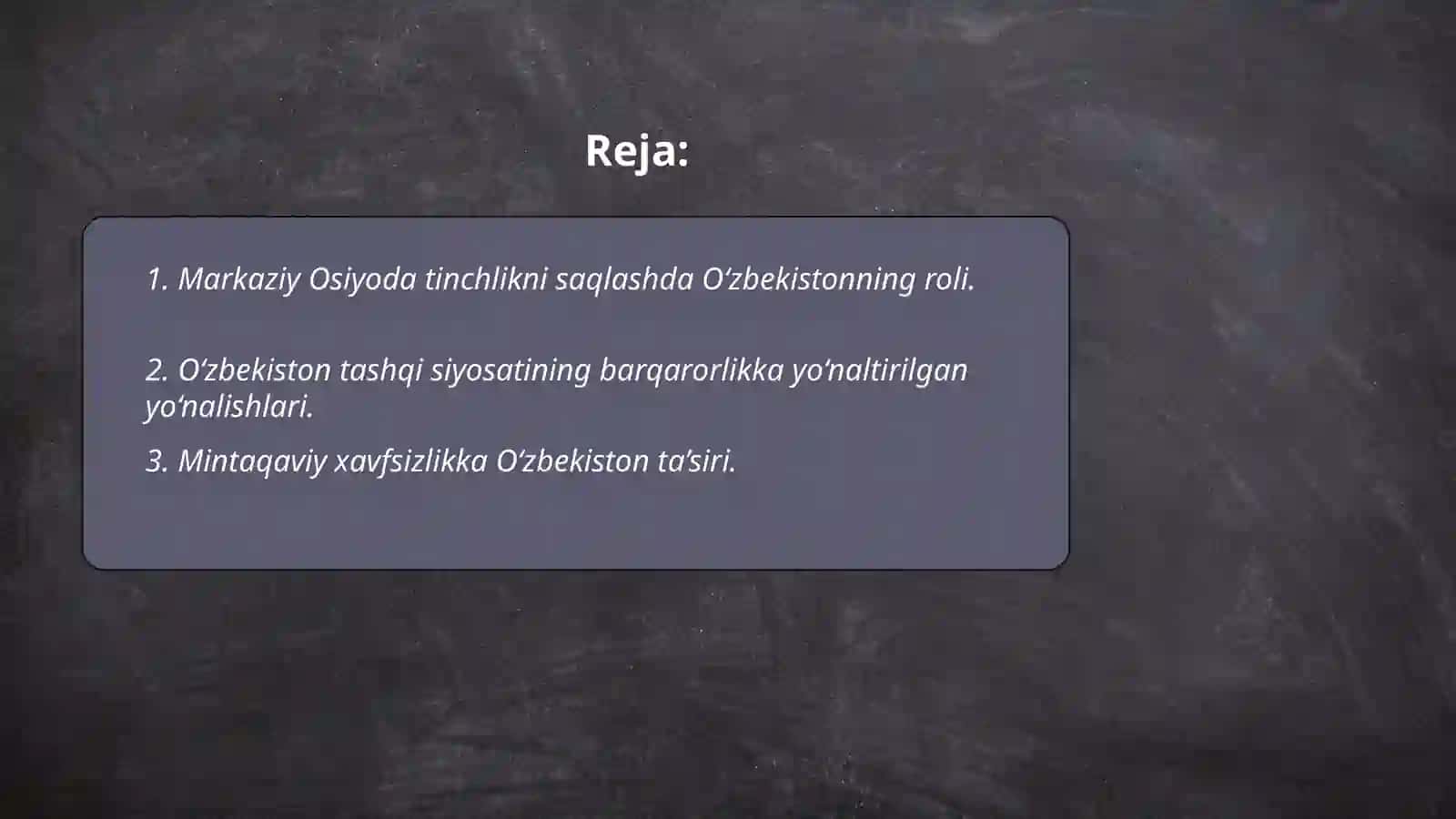O‘zbekistonning Markaziy Osiyoda tinchlik va barqarorlikni ta’minlashdagi o‘rni 2