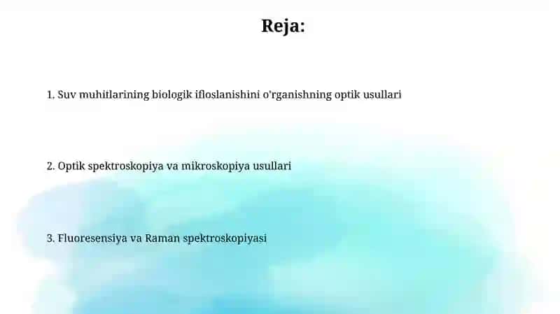 Optik spektroskopiya va mikroskopiya usullari 2