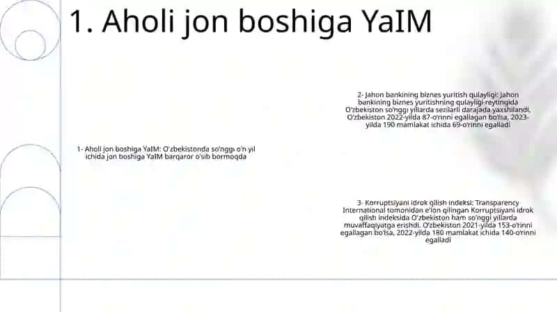 O'zbekistonning Xalqaro Reytinglardagi Ko'Rsatgichlari 2