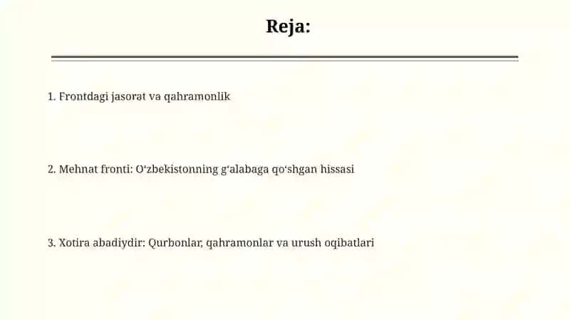 Ikkinchi jahon urushi davrida oʻzbek xalqining frontdagi va front ortidagi matonati 2