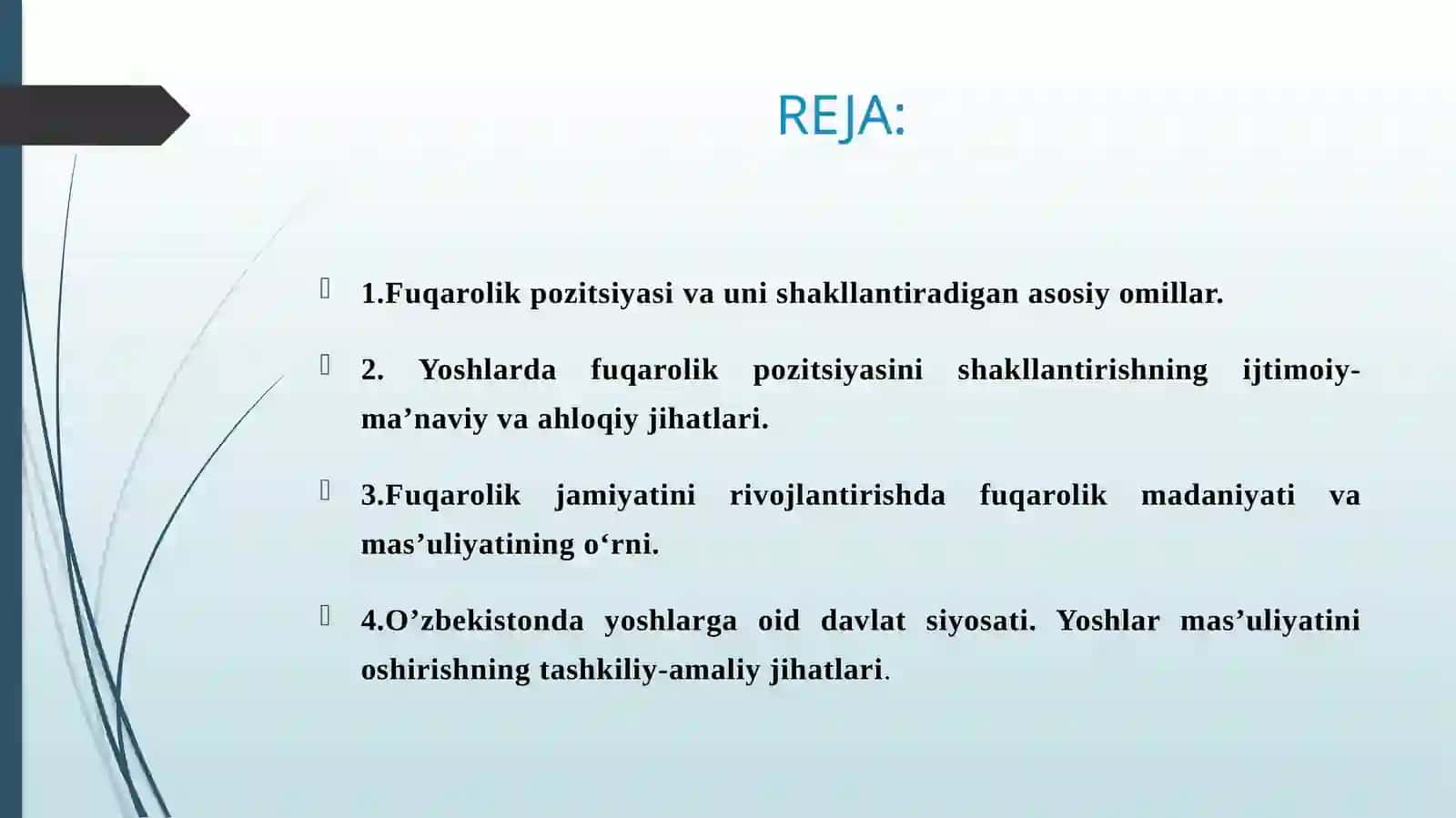 FAOL FUQAROLIK POZITSIYASIGA EGA BO‘LGAN YOSH AVLODNI TARBIYALASHNING ASOSIY YO‘NALISHLARI 2