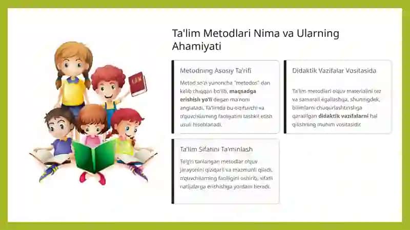 Ta'lim Metodlari va Usullari Zamonaviy Yondashuvlar va Samaradorlik 2