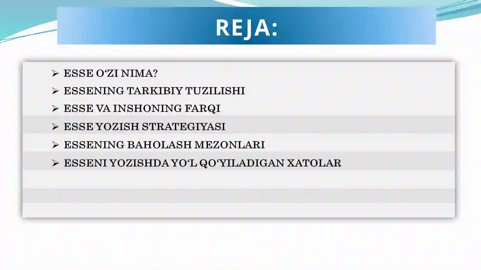 Esse haqida umumiy ma'lumot 2