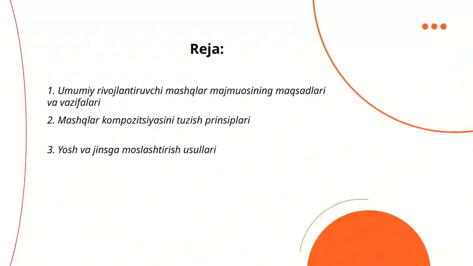 Umumiy rivojlantiruvchi mashqlar majmuosini tuzish 2