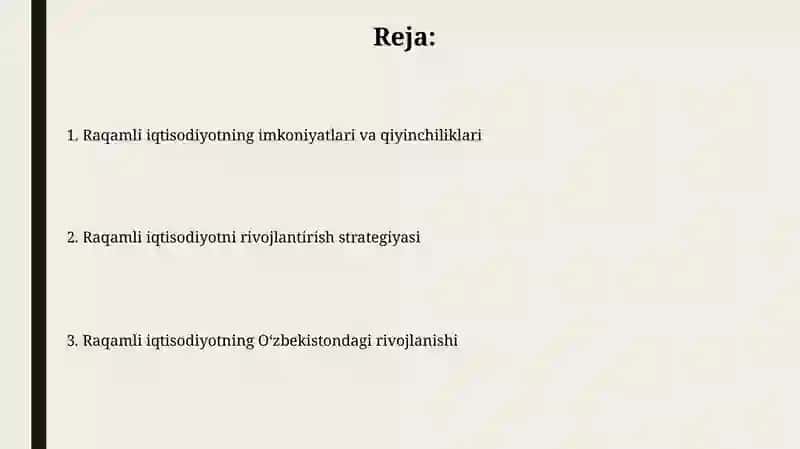 Raqamli iqtisodiyotning Oʻzbekistondagi rivojlanishi 2