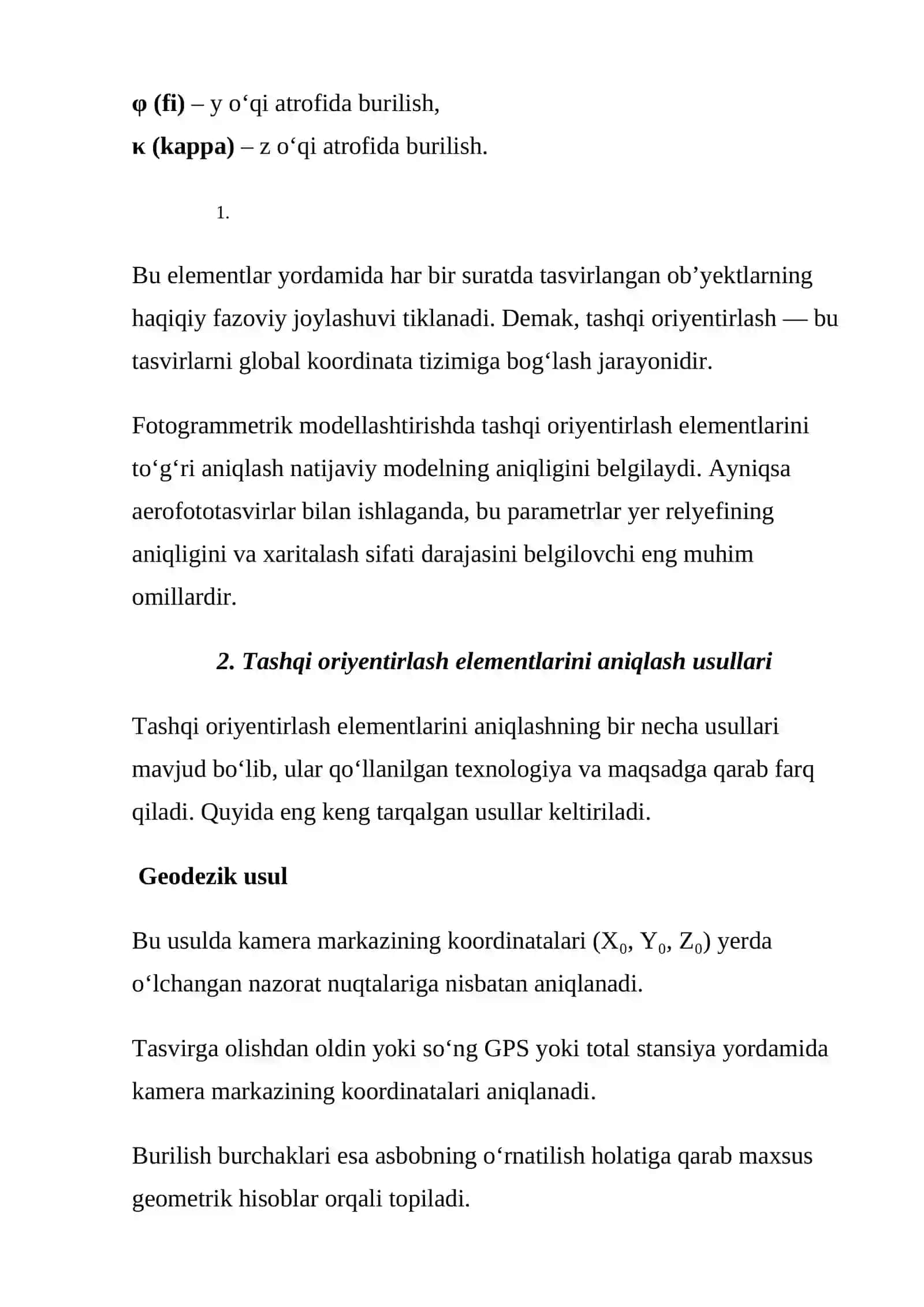TASHQI ORIYENTIRLASH ELEMENTLARINI ANIQLASH USULLARI 2