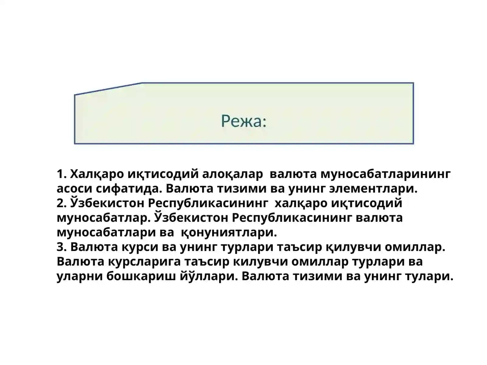 ТОШКЕНТ МОЛИЯ ИНСТИТУТИ “БАНКИШИ”КАФЕДРАСИ “ПУЛ ВА БАНКЛАР” ФАНИДАН ТАҚДИМОТ 2