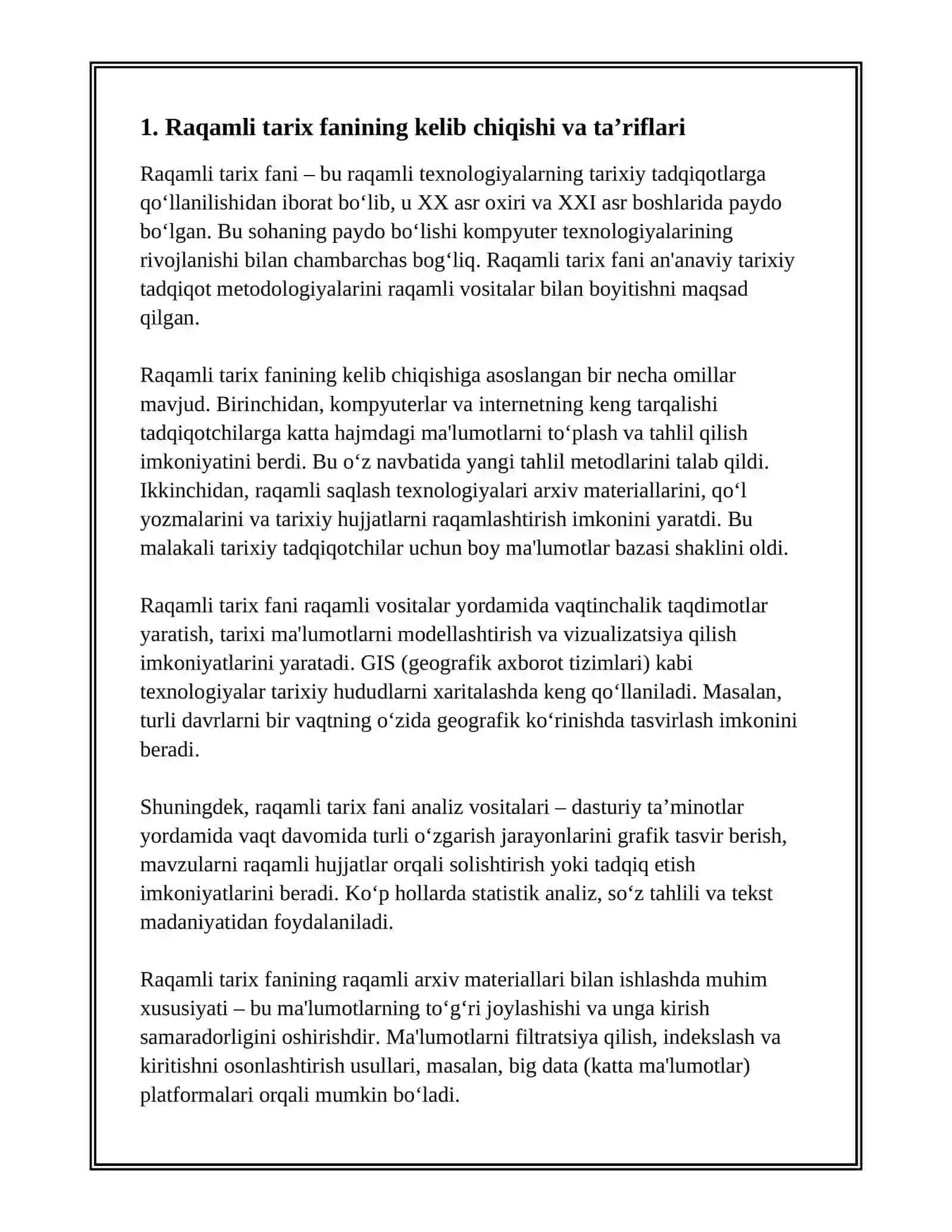 DUNYODA RAQAMLI TARIX FANINING VUJUDGA KELISHI 2