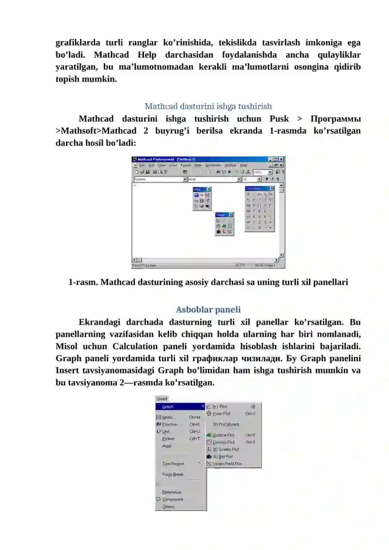 Mathcad dasturiy paket imkoniyatlari 2