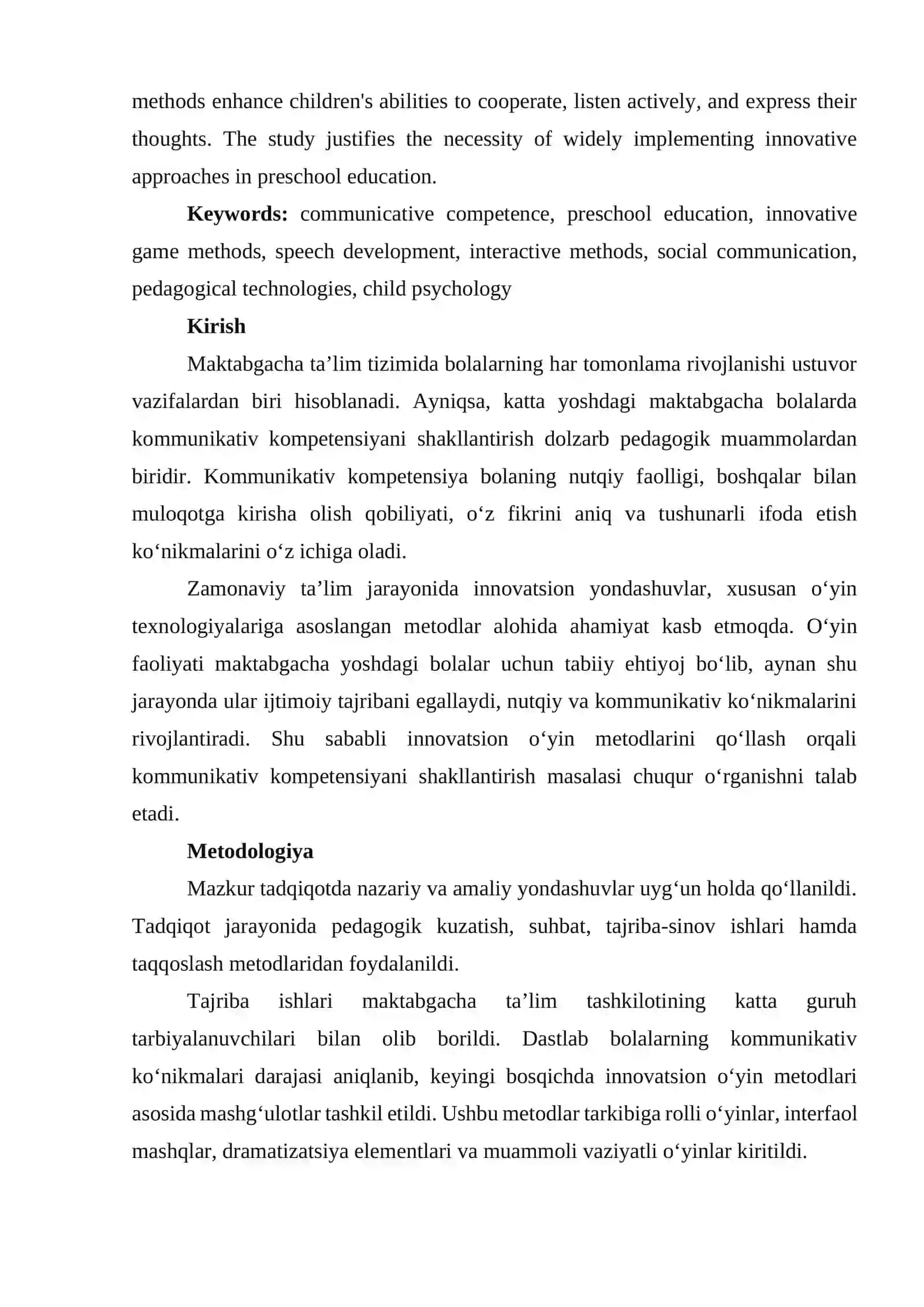 Kommunikativ kompetensiyani shakllantirishda innovatsion o‘yin metodlari 2