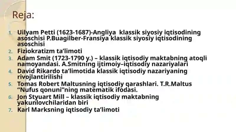 KLASSIK IQTISODIY MAKTABNINGVUJUDGAKELISHI,RIVOJLANISHI VA YAKUNLANISHI 2