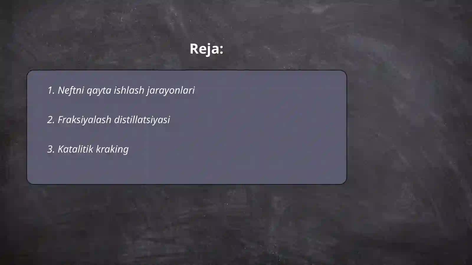 Neftni qayta ishlashning kimyoviy usuli 2