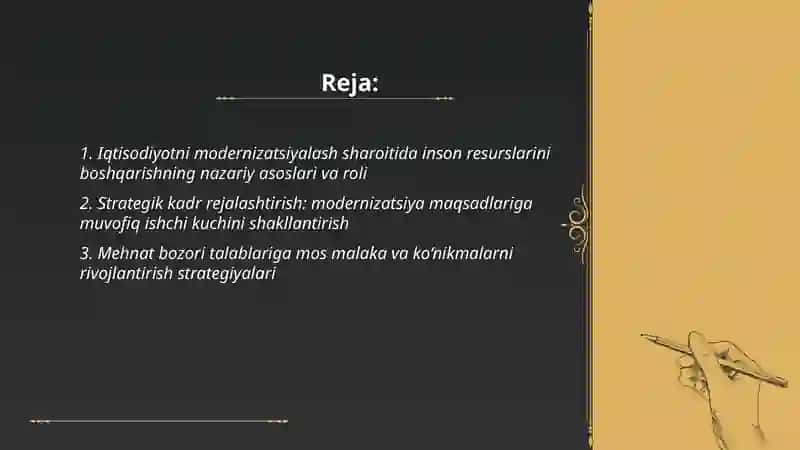 Iqtisodiyotni modernizatsiyalash sharoitida inson resurslarini boshqarishning tutgan orni va strategiyasi 2