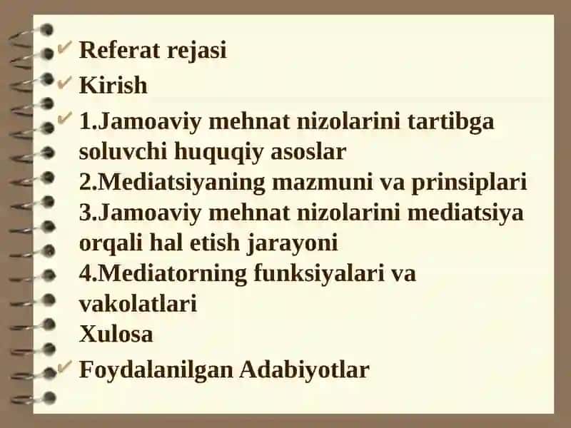 Jamoaviy mehnat nizolarini mediatr ishtirokida haletish (tartibga solish) 2