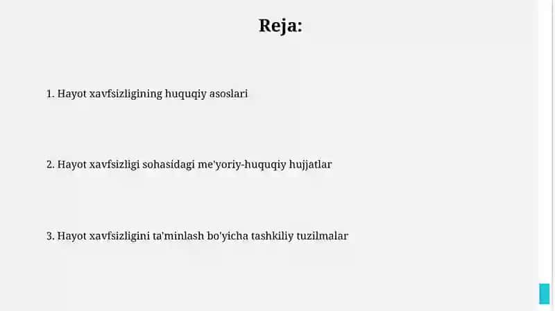 Hayot faoliyati xavfsizligining xuquqiy va tashkiliy asoslari 2