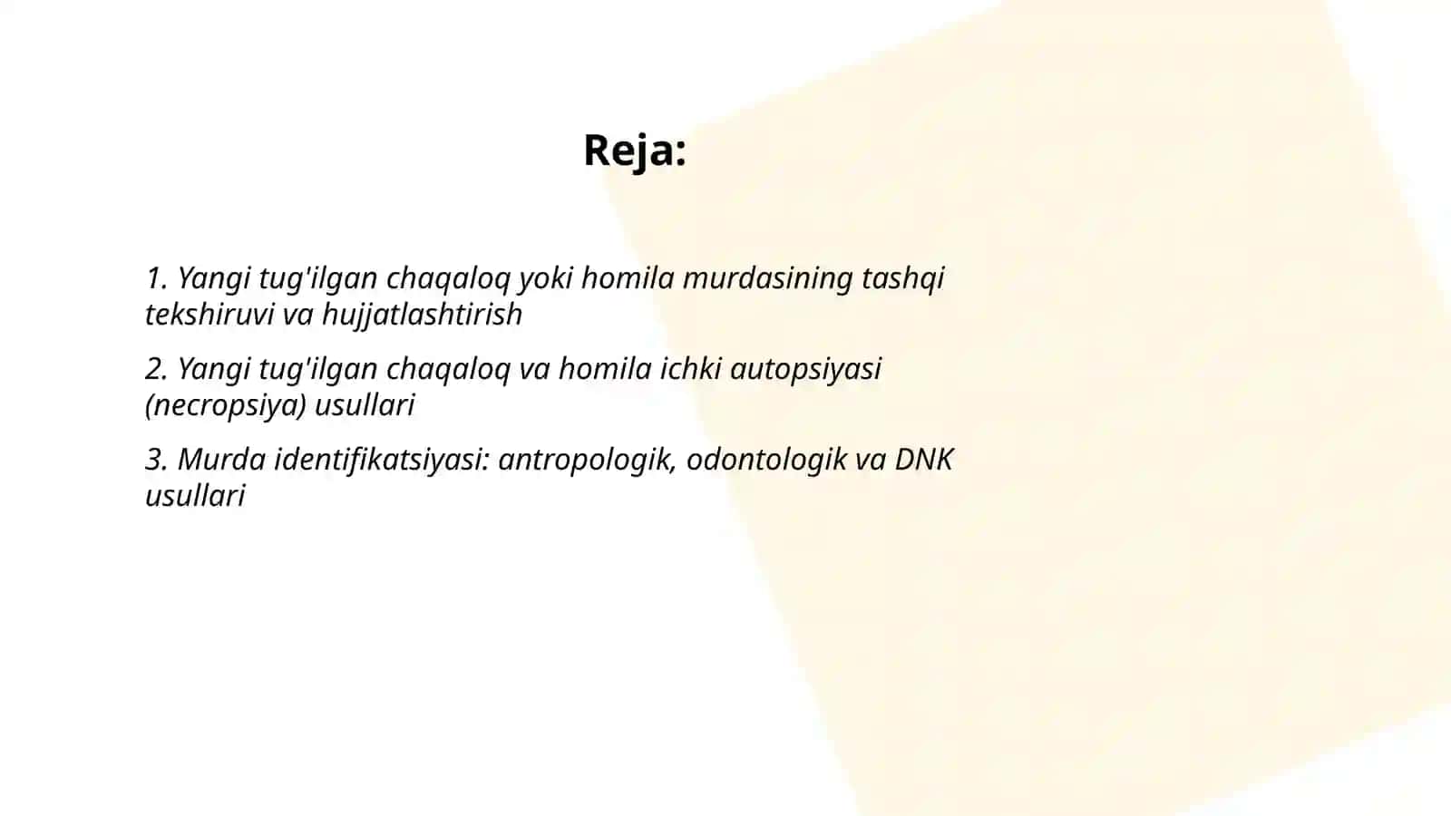 Yangi tug'ilgan chaqalok (go'dak) yoki homila murdasini tekshirish 2