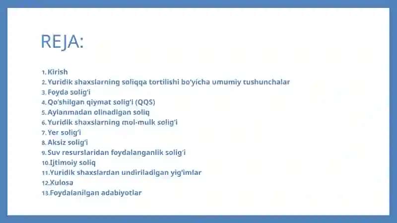 Yuridik shaxslar tomonidan undiriladigan soliq va yig‘imlar 2