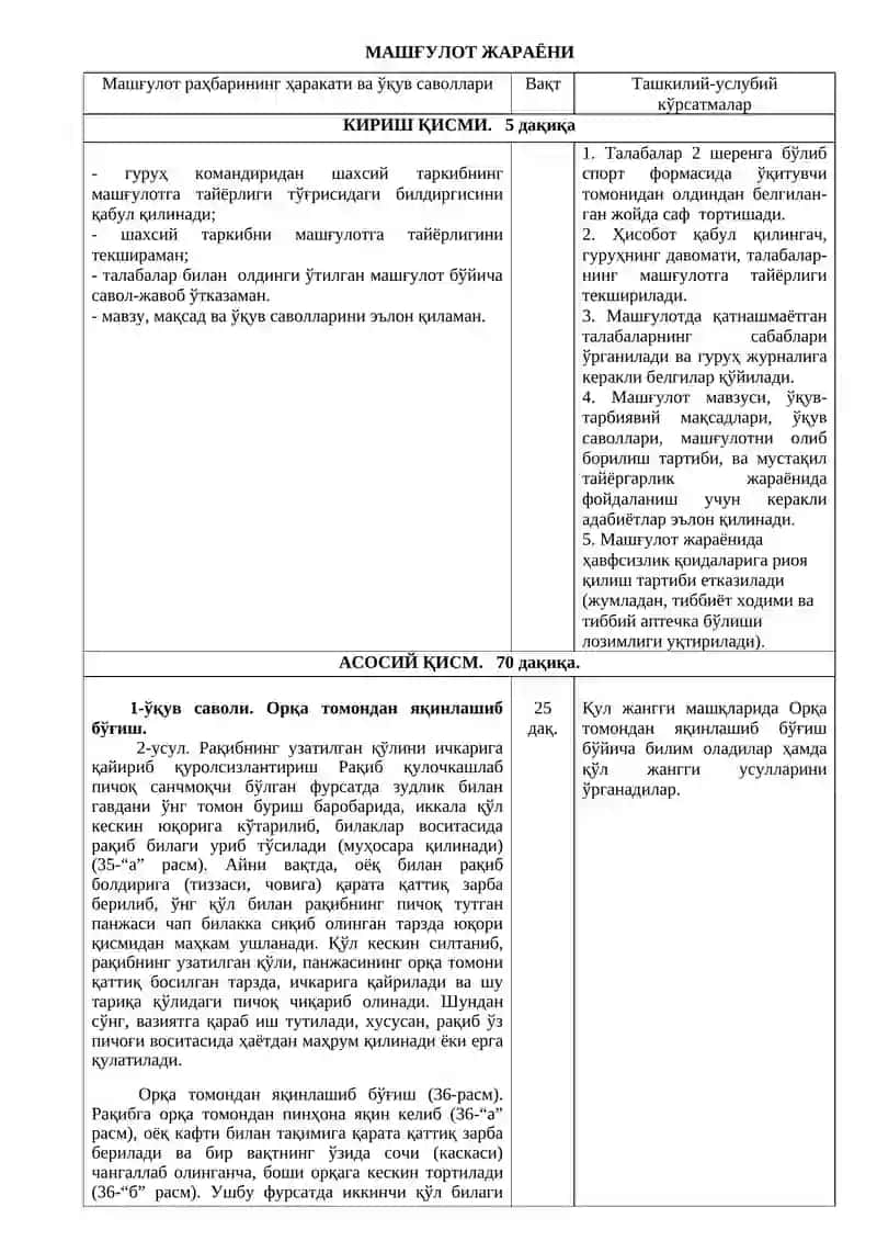 Мавзу8: Қўл ва пичоқ жанги амалларининг умумий комплекси 2