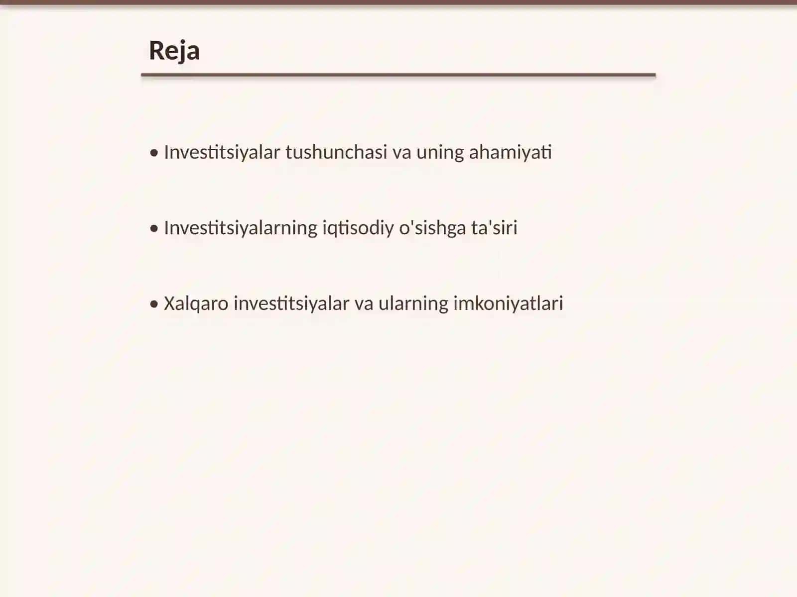 Investitsiyalar va iqtisodiy rivojlanishi 2