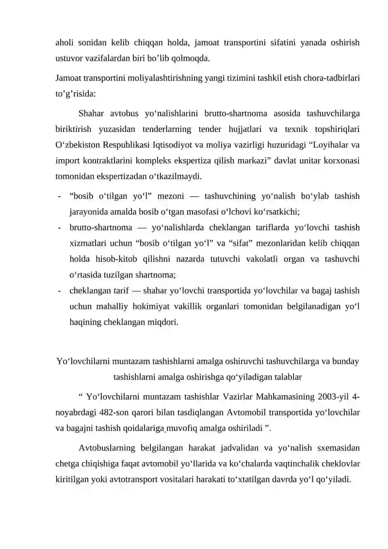 Urbanizatsiya jarayoni va avtobuslar harakatlanish intervalini optimallashtirish 2