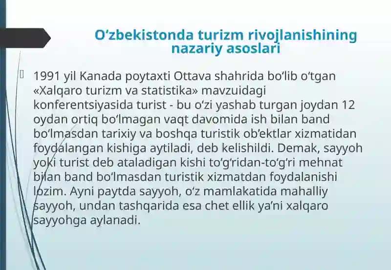 O'zbekistonda turizm rivojlanishining nazariy asoslari 2