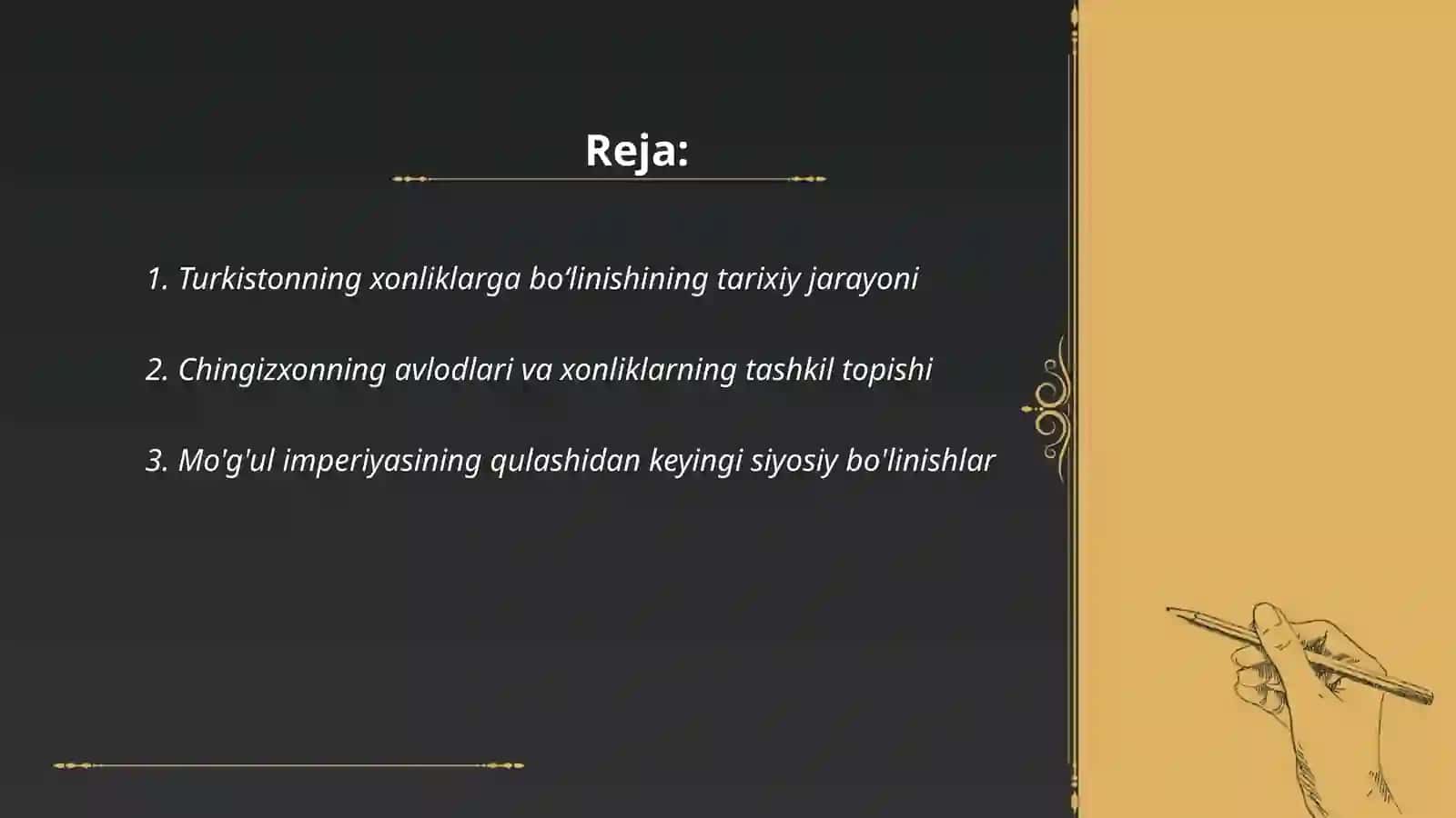 Turkistonning xonliklarga boʻlinib ketishi va uning sabablari 2