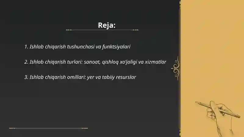 Ishlab chiqarish va uning omillari 2