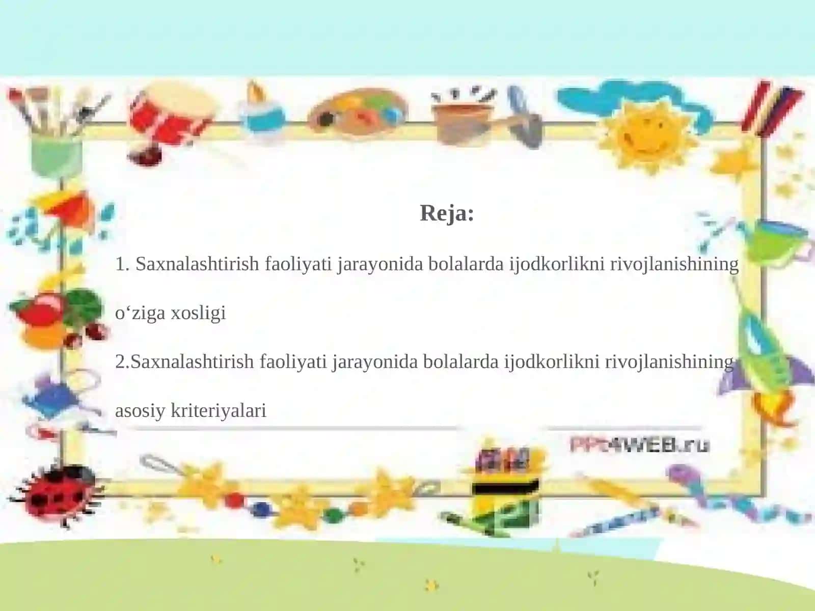 Sahnashtirish faoliyati jarayonida bolalarda ijodkorlikni rivojlantirishning o'ziga xosligi 2
