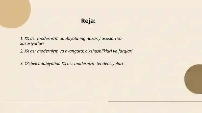 XX asr modernizm adabiyoti 2