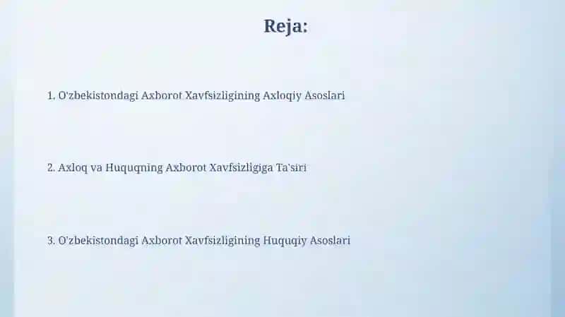 Oʻzbekiston axborot xavfsizligining maʼnaviy va huquqiy asoslari 2