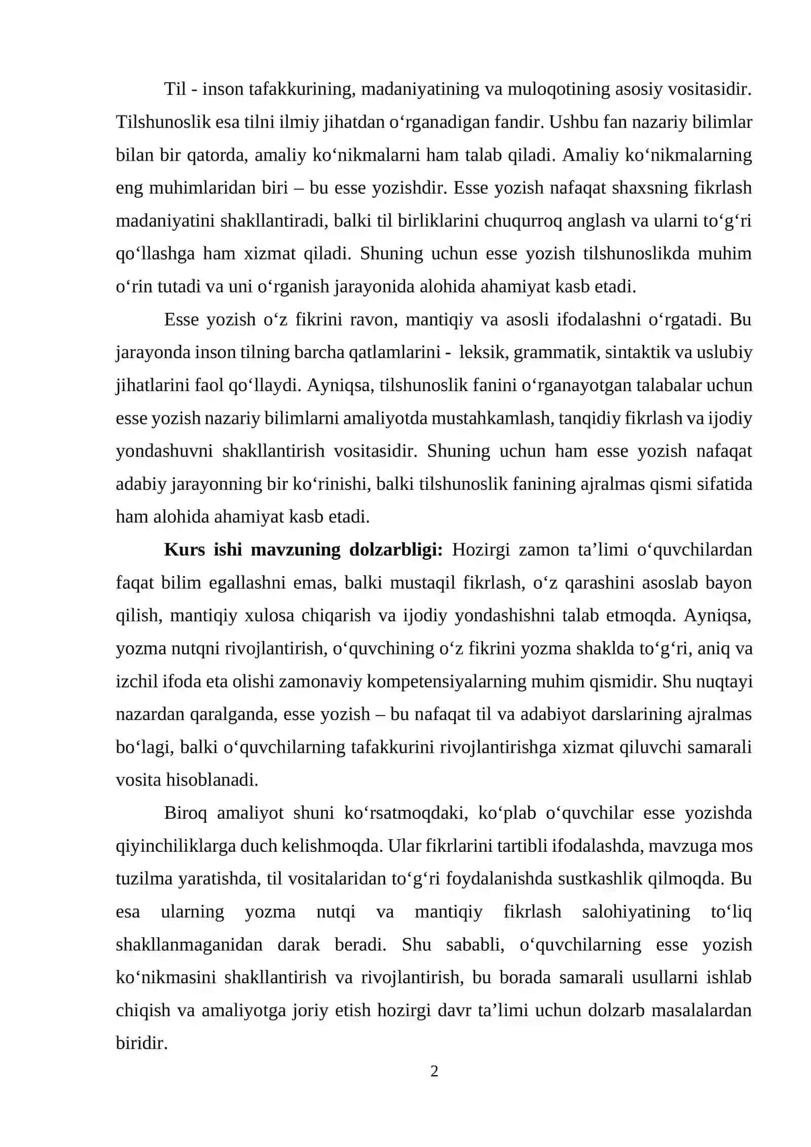 ESSE YOZISH KO‘NIKMALARINI RIVOJLANTIRISHNING NAZARIY ASOSLARI 2