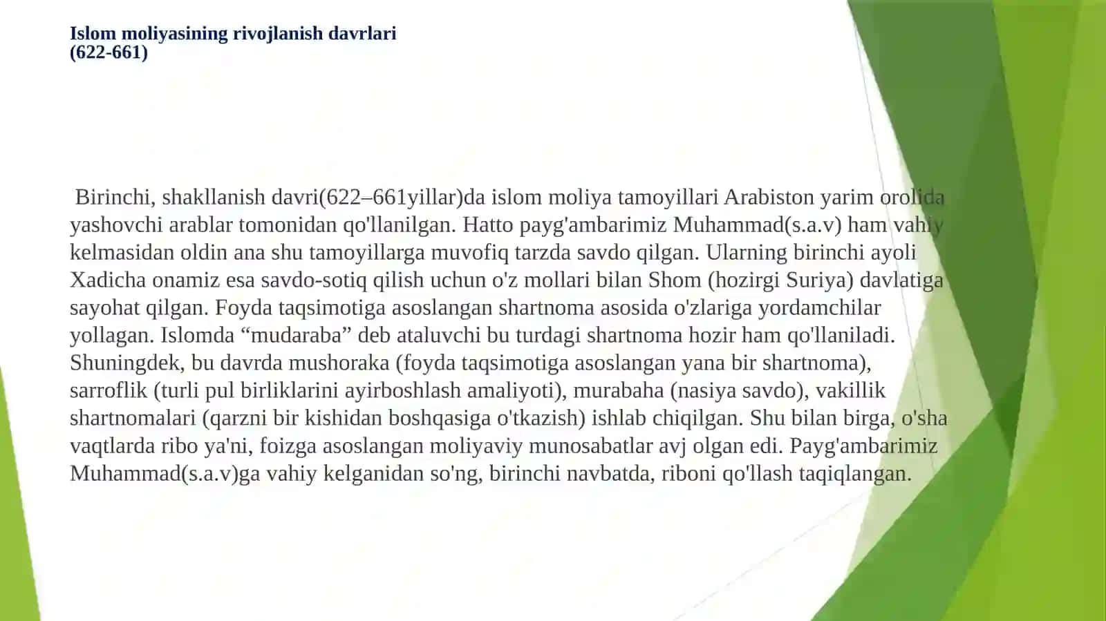 Mamlakatimizda islom moliya bozorini rivojlantirish borasida qilinayotgan ishlar 2