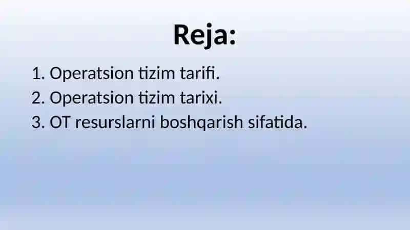 Operatsion tizim tarifi 2