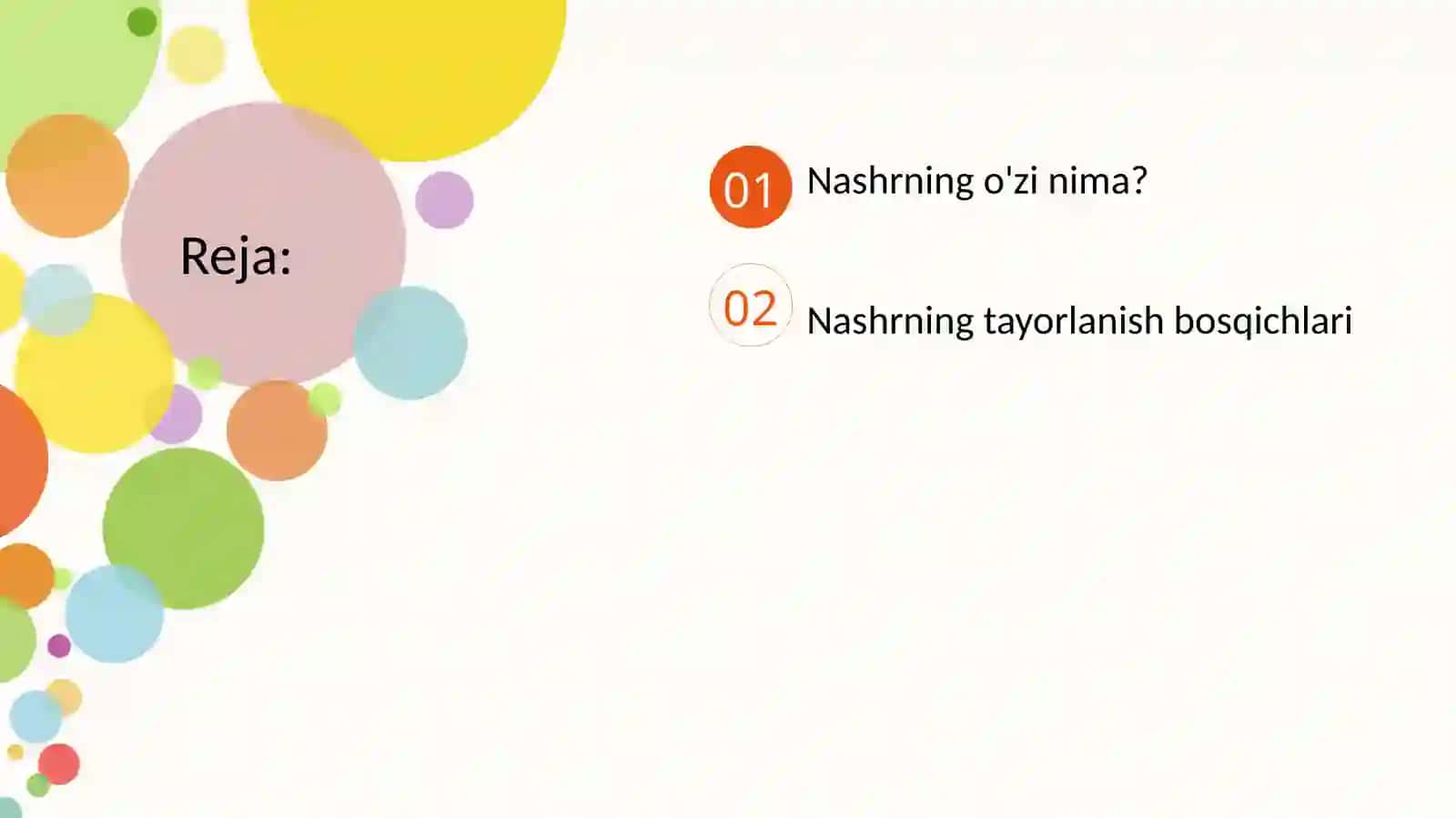 Nashr jarayonining ijodiy bosqichlari 2