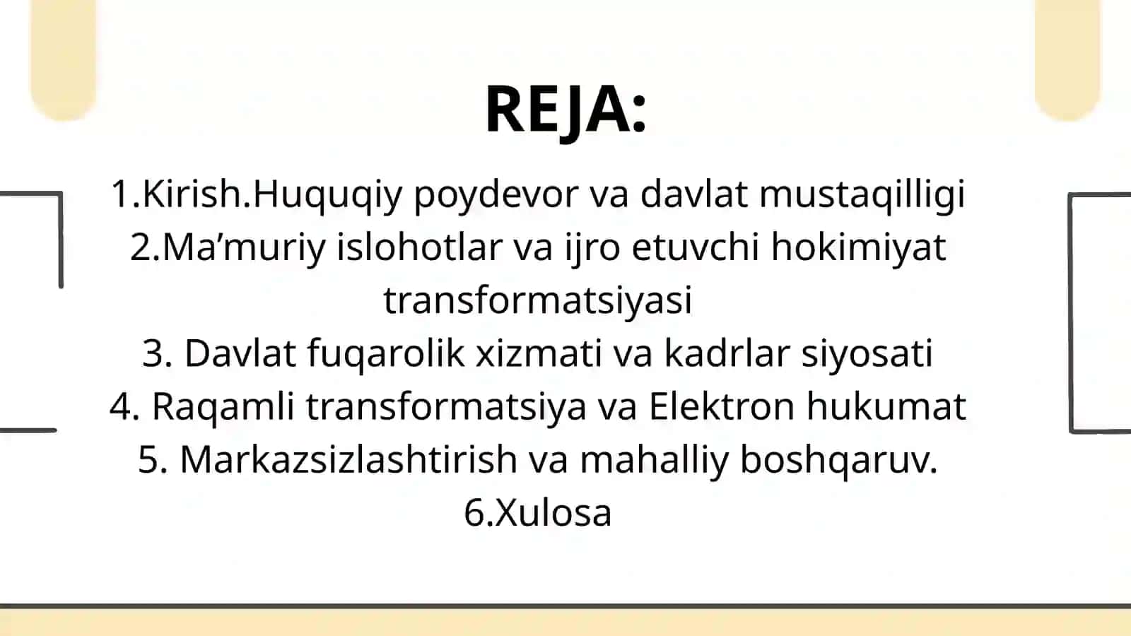 MUSTAQILLIK YILLARIDA DAVLAT BOSHQARUVI TIZIMIDA AMALGA OSHIRILAYOTGAN ISLOHOTLAR 2