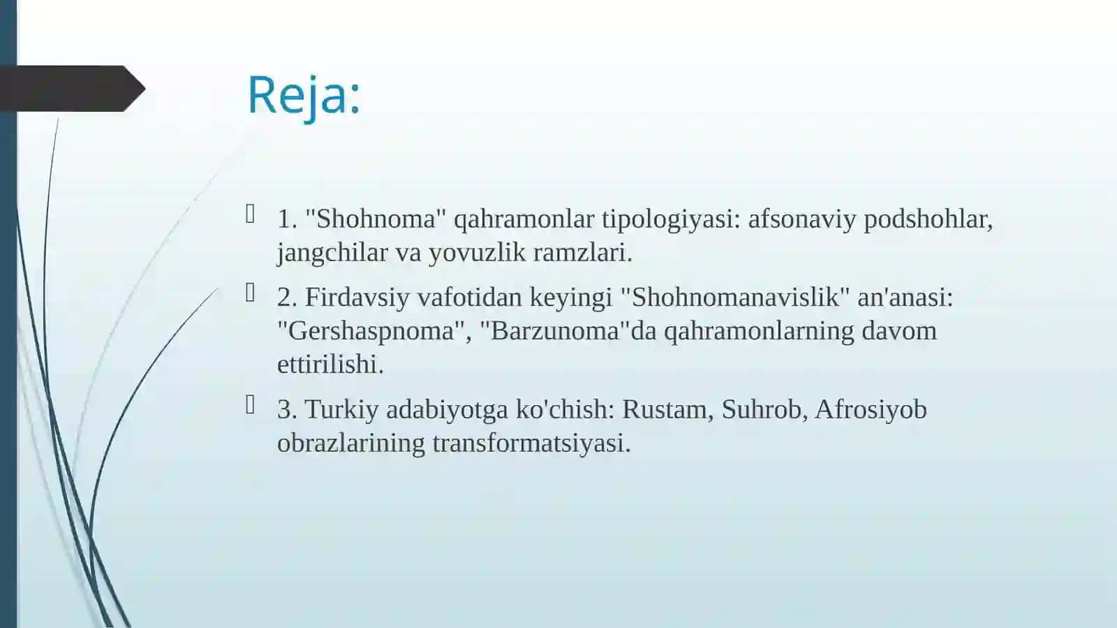 "Shohnoma" qahramonlari va ularning keyingi davr poeziyasiga ko'chishi 2