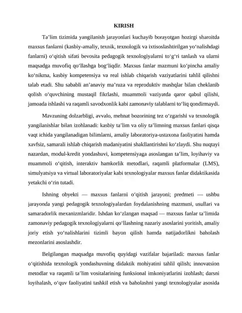 Maxsus Fanlarni O‘qitishda Yangi Pedagogik Texnologiyalardan Foydalanish 2