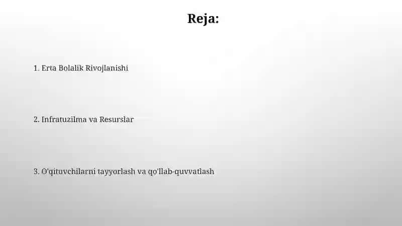 Maktabgacha taʼlim tizimining rivojlanish ustuvor yoʻnalishlari 2