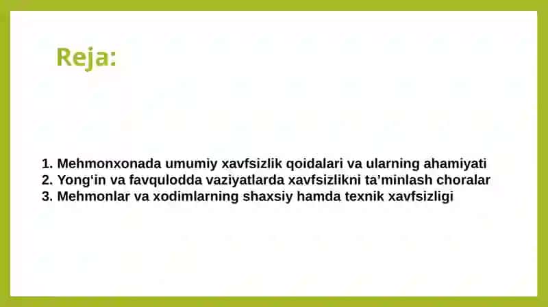 Mehmonxonada xavfsizlik qoidalari 2