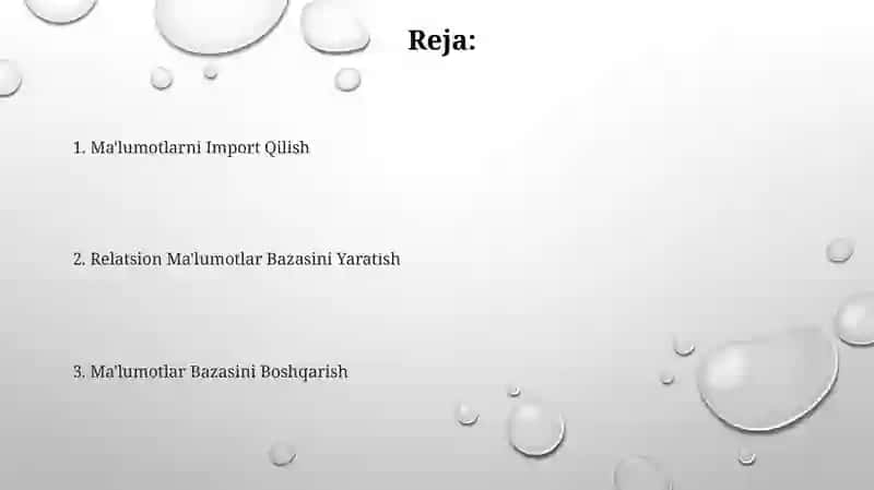 Relatsion ma'lumotlar bazasini yaratish 2